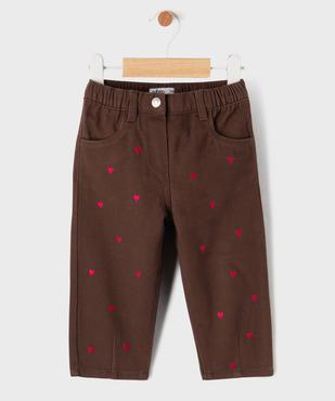 Pantalon en coton avec coeurs brodés et taille ajustable bébé fille vue1 - GEMO(BEBE DEBT) - GEMO
