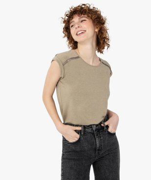 Tee-shirt femme pailleté avec manches ultra courtes vue1 - GEMO(FEMME PAP) - GEMO