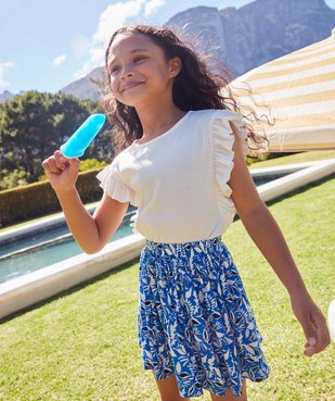 Jupe fille à motif feuillage et taille élastique vue4 - GEMO (ENFANT) - GEMO