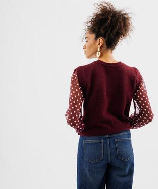 Pull col rond bi-matière femme vue3 - GEMO(FEMME PAP) - GEMO