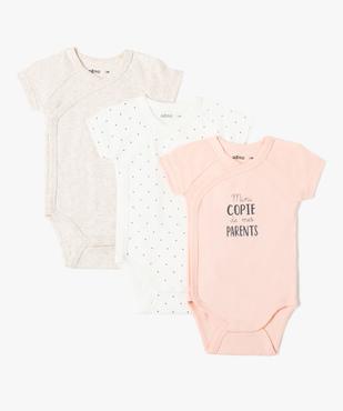 Bodies bébé à manches courtes et ouverture croisée devant (lot de 3) vue1 - GEMO 4G BEBE - GEMO