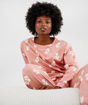 Pyjama en jersey de coton imprimé caniches femme vue1 - GEMO 4G FEMME - GEMO
