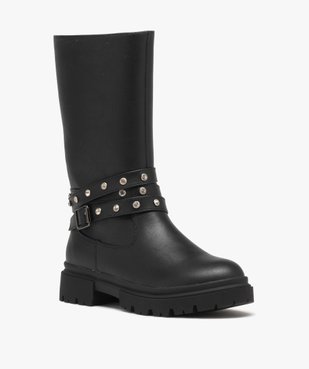 Bottes fille unies avec brides à strass et à zip vue2 - GEMO (ENFANT) - GEMO