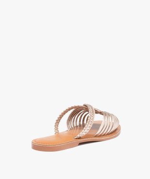 Mules femme à talon plat dessus cuir métallisé – Tanéo vue4 - TANEO - GEMO