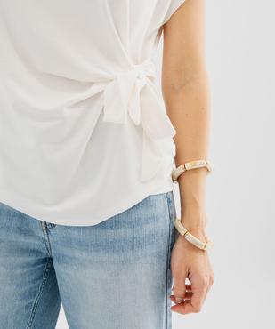 Tee-shirt manches courtes en maille souple et extensible femme vue2 - GEMO 4G FEMME - GEMO