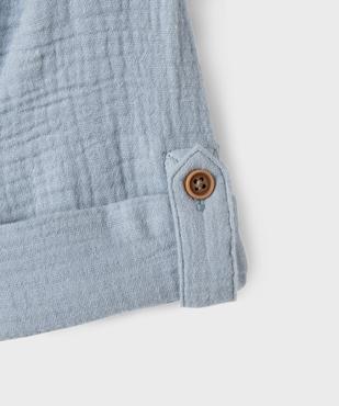 Chemise col rond en gaze de coton à manches retroussables bébé garçon vue4 - GEMO(BEBE DEBT) - GEMO