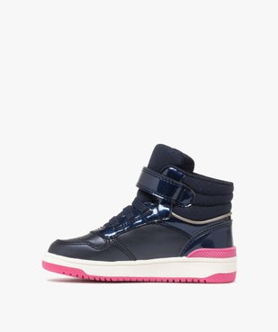 Baskets fille mid-cut à scratch avec détails vernis et pailletés - Geox vue3 - GEOX - GEMO