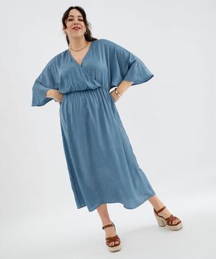 Robe longue en voile satiné à encolure cache-cœur femme grande taille vue1 - GEMO (G TAILLE) - GEMO