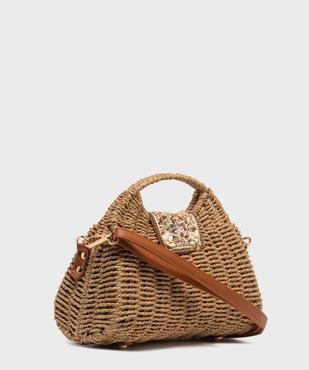 Sac besace en paille de papier à rabat perlé femme vue2 - GEMO (ACCESS) - GEMO