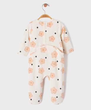 Pyjama en velours à motifs fleuris bébé fille vue3 - GEMO 4G BEBE - GEMO