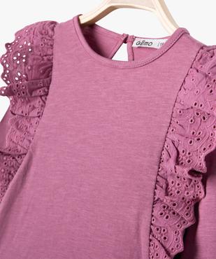 Tee-shirt bébé fille à manches longues et volants en dentelle anglaise vue2 - GEMO(BEBE DEBT) - GEMO