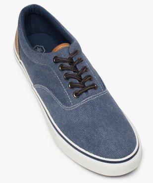 Baskets homme en toile à lacets et semelle contrastante Dessus denim vue5 - GEMO (HOMME) - GEMO