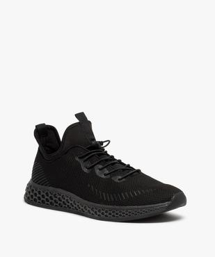 Baskets homme unies dessus en maille et semelle alvéolée vue2 - GEMO 4G HOMME - GEMO