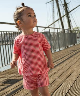 Short à motif vichy avec taille élastique bébé fille vue2 - GEMO(BEBE DEBT) - GEMO