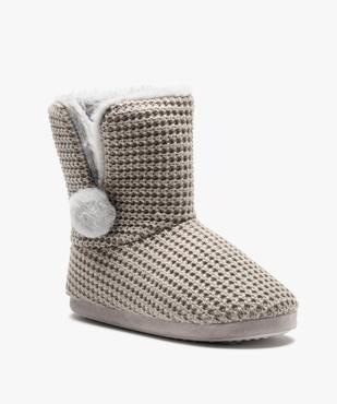 Chaussons femme boots dessus maille et intérieur fourré vue2 - GEMO(HOMWR FEM) - GEMO