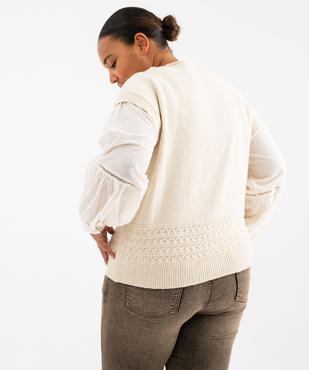 Pull col V à manches blouse effet 2-en-1 femme grande taille vue4 - GEMO (G TAILLE) - GEMO