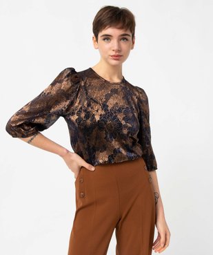 Tee-shirt femme à manches 3/4 en matière scintillante vue1 - GEMO(FEMME PAP) - GEMO