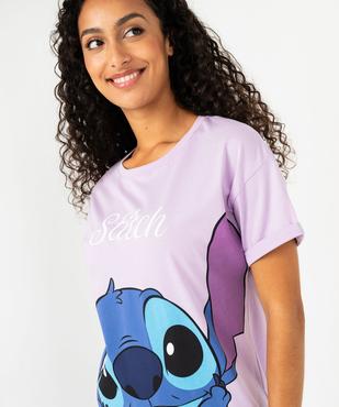 Chemise de nuit manches courtes en coton imprimé femme - Stitch vue2 - LILO & STITCH - GEMO