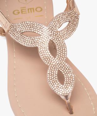 Sandales fille avec brides entre-doigts effet métallisé et à strass vue6 - GEMO (ENFANT) - GEMO