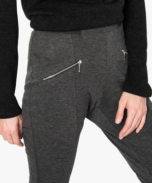 Pantalon femme moulant chiné à zips et taille élastique vue2 - GEMO(FEMME PAP) - GEMO