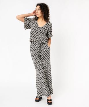 Pantalon large et fluide à taille haute ceinturée femme vue5 - GEMO 4G FEMME - GEMO