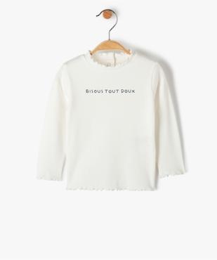 Tee-shirt bébé fille manches longues à côtes vue1 - GEMO(BEBE DEBT) - GEMO