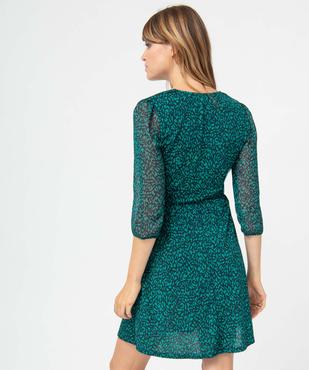 Robe femme imprimée avec col V et manches 3/4 vue3 - GEMO(FEMME PAP) - GEMO