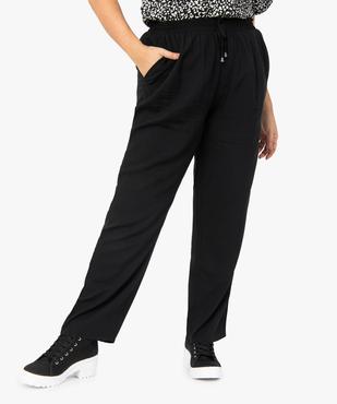 Pantalon femme grande taille uni large et fluide à taille élastiquée vue1 - GEMO (G TAILLE) - GEMO