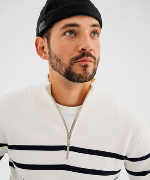 Pull en coton avec col montant zippé homme vue4 - GEMO (HOMME) - GEMO