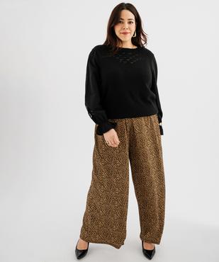 Pull avec manches en coton brodées femme grande taille vue4 - GEMO (G TAILLE) - GEMO