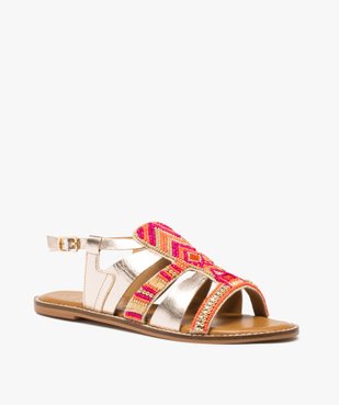 Sandales femme à talon plat intérieur cuir et dessus perlé vue2 - GEMO (CASUAL) - GEMO