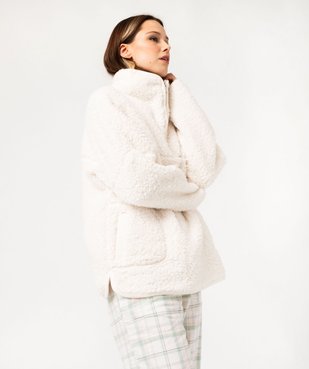Veste d'intérieur en sherpa forme sweat à col montant zippé femme vue2 - GEMO(HOMWR FEM) - GEMO