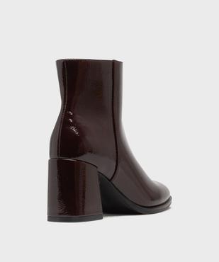 Boots vernis avec bout carré et talon flare femme - Follow Me vue4 - FOLLOW ME - GEMO