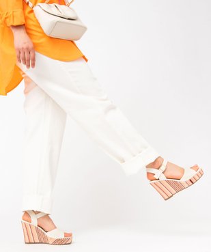 Sandales femme compensées dessus et semelle en toile vue1 - GEMO(URBAIN) - GEMO