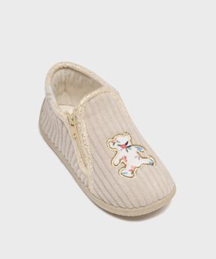 Chaussons montants zippés en velours côtelée bébé fille - LuluCastagnette vue5 - LULU CASTAGNETT - GEMO