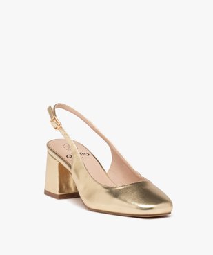 Escarpins femme unis à talon et bout carrés avec bride cheville vue3 - GEMO(URBAIN) - GEMO