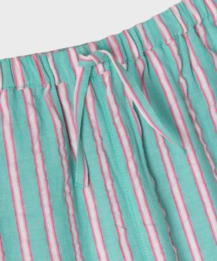 Pantalon rayé en coton froissé fille vue2 - GEMO (ENFANT) - GEMO