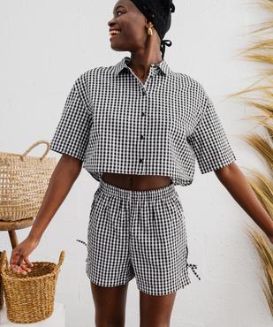 Chemise manches courtes coupe courte motif vichy femme vue1 - GEMO(FEMME PAP) - GEMO