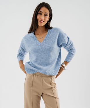 Pull col V en maille douillette femme vue1 - GEMO(FEMME PAP) - GEMO