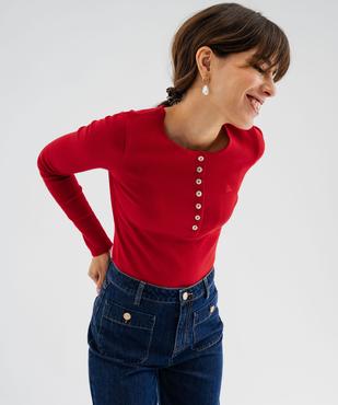 Tee-shirt manches longues avec col boutonné femme - LuluCastagnette vue2 - LULUCASTAGNETTE - GEMO