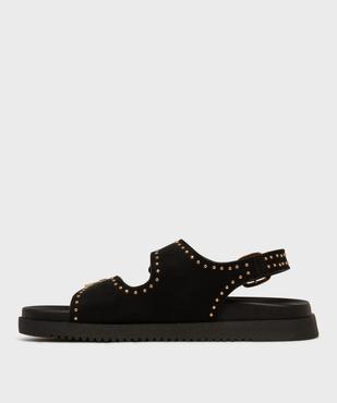 Mules à épaisse semelle en suédine à clous dorés femme vue3 - 5 MILES - GEMO