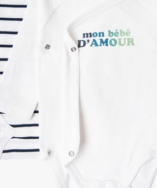 Body manches longues et fermeture croisée devant bébé garçon (lot de 3) vue2 - GEMO 4G BEBE - GEMO