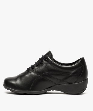 Derbies femme confort dessus cuir à talon compensé - Bopy vue3 - UMO - GEMO