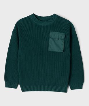 Pull en maille côtelée à poche poitrine garçon vue1 - GEMO (ENFANT) - GEMO