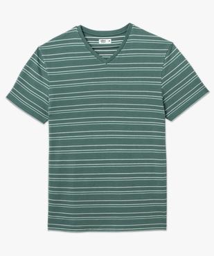 Tee-shirt à manches courtes et col V à rayures homme vue4 - GEMO 4G HOMME - GEMO