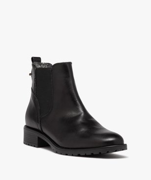 Boots femme dessus en cuir uni et intérieur fourré - Taneo vue2 - TANEO - GEMO