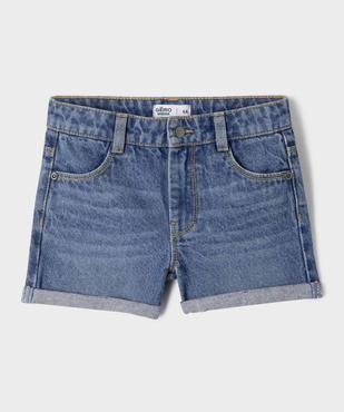 Short en jean à revers avec taille ajustable fille vue1 - GEMO 4G FILLE - GEMO
