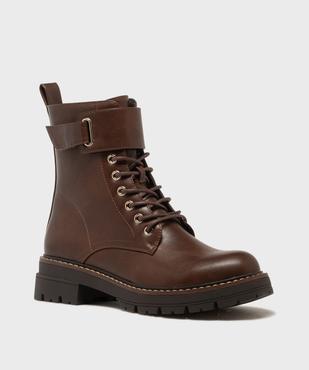 Boots montantes look rangers à épaisse semelle crantée femme vue2 - 5 MILES - GEMO