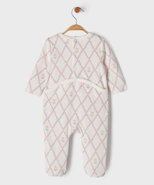 Pyjama en velours à losanges et fleurs bébé vue4 - GEMO 4G BEBE - GEMO