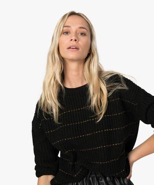 Pull femme à à fines rayures cuivrées vue1 - GEMO(FEMME PAP) - GEMO